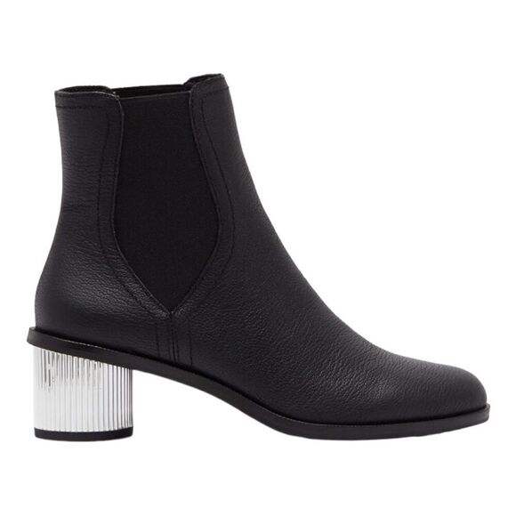 REBECCA MINKOFF Darsea Chelsea Ankle Booties Silver Heel in Black Size 7 NEW - Picture 1 of 8